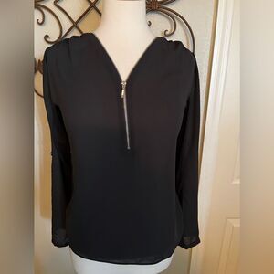 INC black zipper front blouse XS